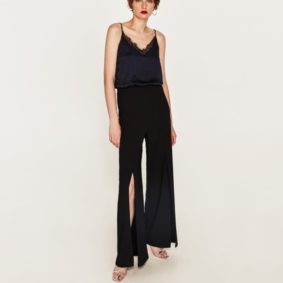 contrast lace jumpsuit zara